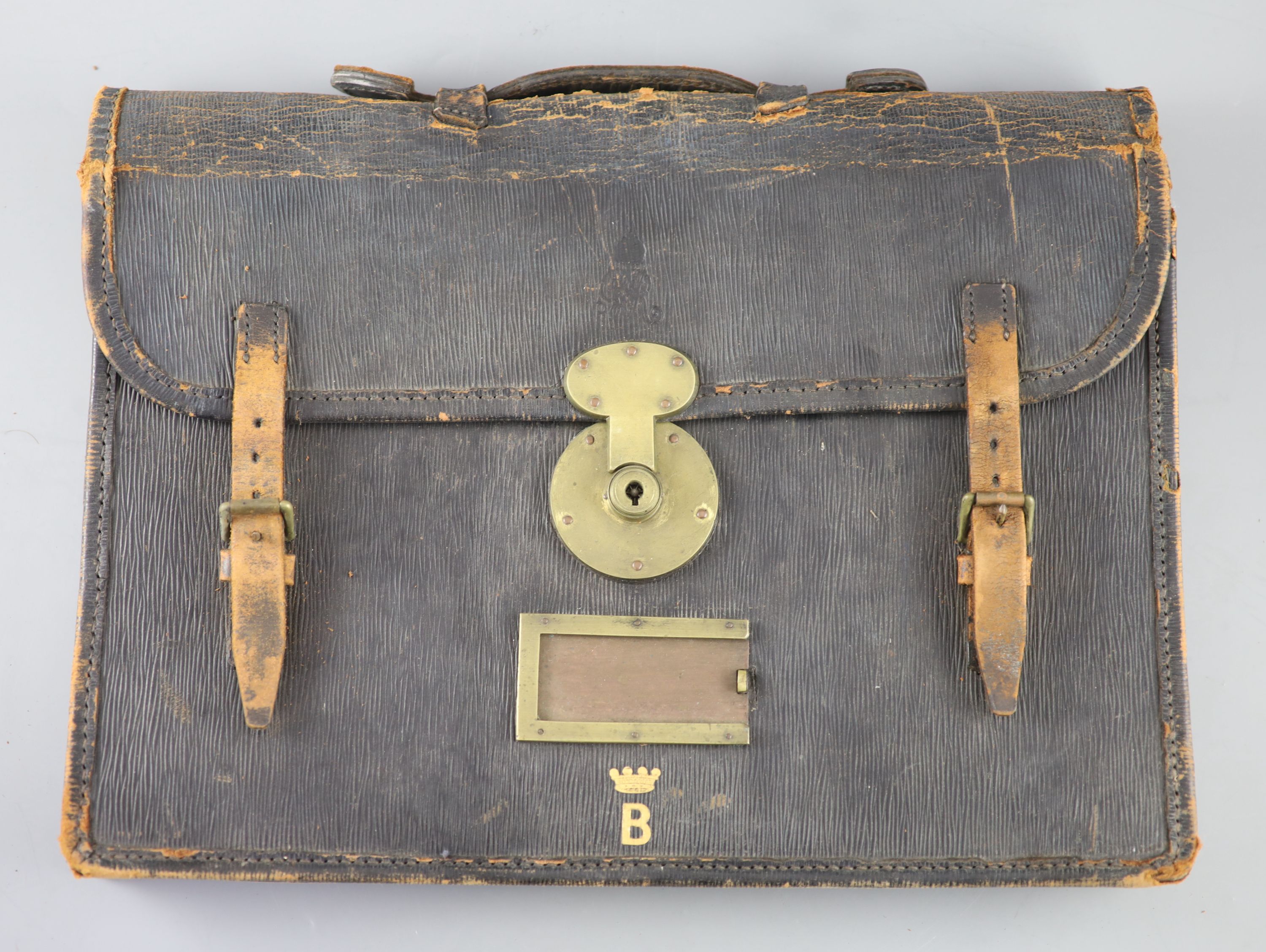 A leather attache case, the 5th Lord Brabourne (1895-1939), 30 x 40cm.